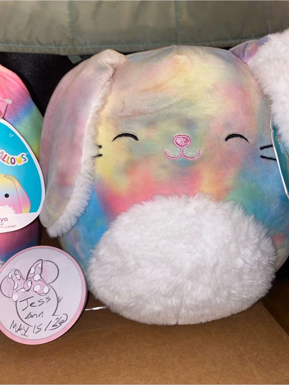 “Candy” Tie-Dye Bunny Squishmallow with Fluffy Belly